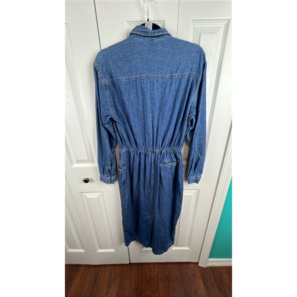 Lands End Denim Midi Dress Vintage Grunge Cottagecore Boho Blue Cotton Size 10 - Picture 8 of 8
